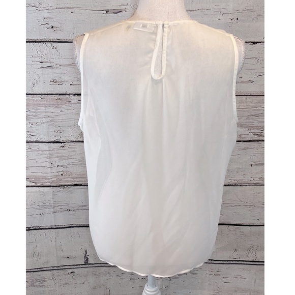 DKNYC Blouse Sleeveless Sheer Cream Colored Beaded -Small - Picture 2 of 5